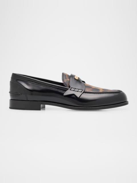 Men's Penny Leather Leopard-Print Loafers