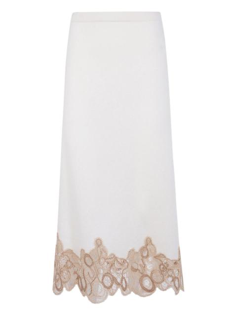 FABIANA FILIPPI lace-trimmed wool midi skirt