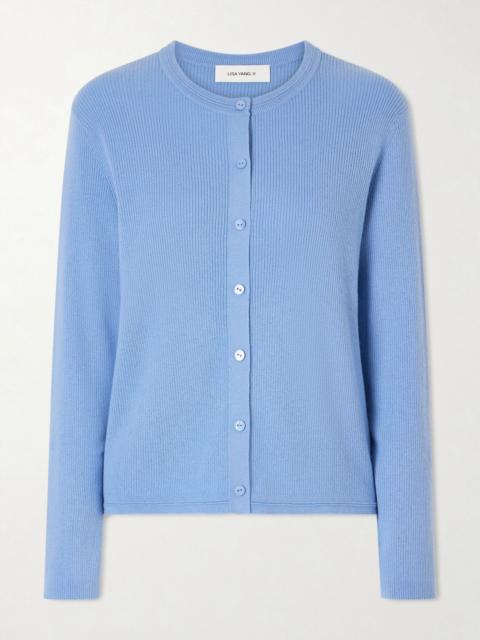 LISA YANG Abeena ribbed cotton and cashmere-blend cardigan Light blue