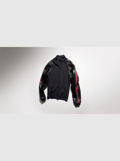 GUCCI Fine rib wool zip jacket with Web