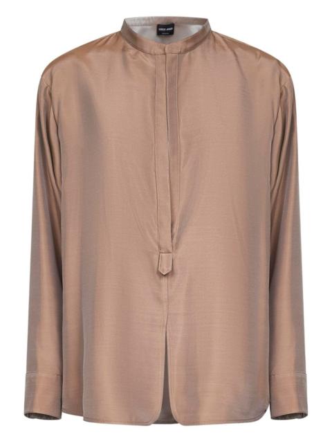 GIORGIO ARMANI band-collar silk shirt
