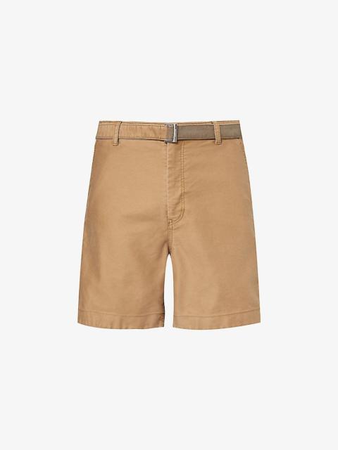 Integrated-belt regular-fit cotton shorts