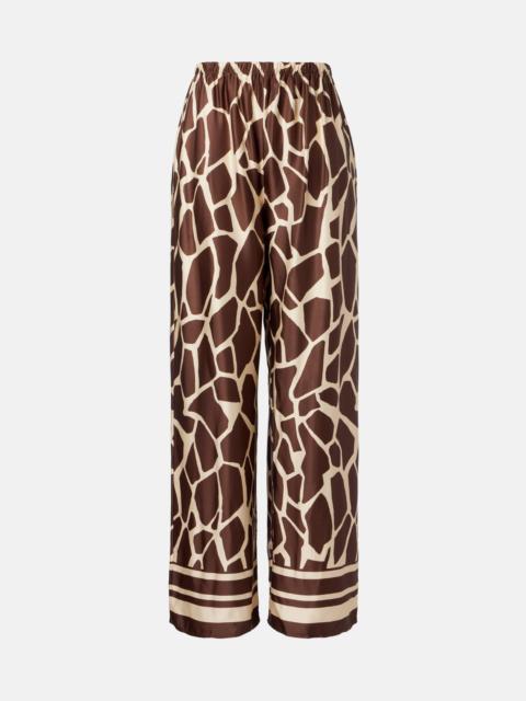 FAITHFULL Jensen animal-print satin wide-leg pants