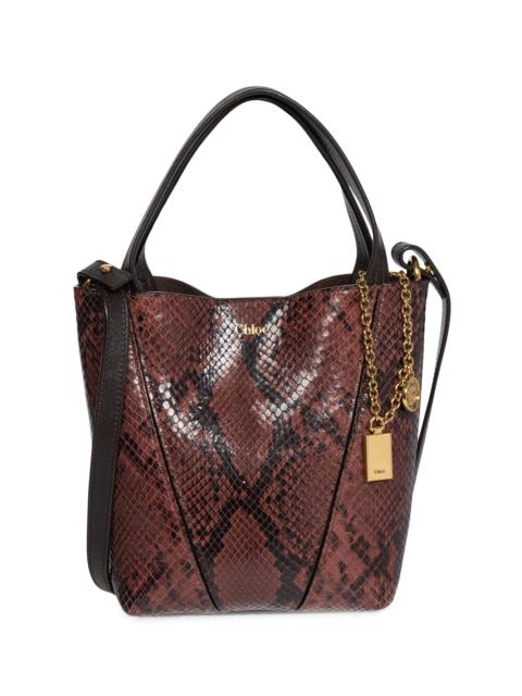 Chloé Women's Spin Small Snake-Embossed Leather Tote Bag - Rosewood
