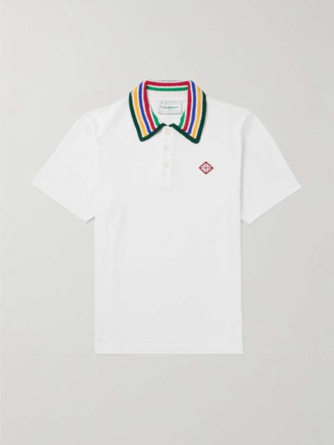 Logo-Appliquéd Striped Organic Cotton-Piqué Polo Shirt