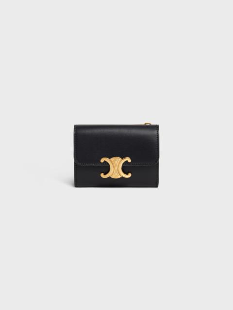 CELINE COMPACT WALLET WITH COIN TRIOMPHE in Shiny calfskin