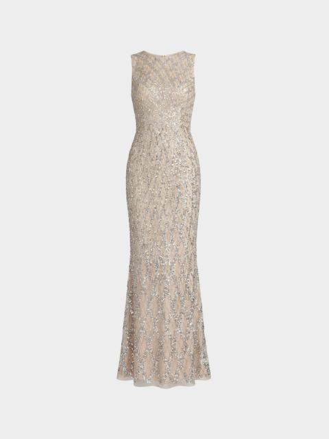 MAC DUGGAL Diamond Lattice Embroidered Column Gown