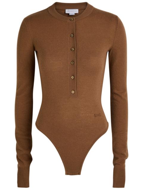 Stella McCartney Stella Mccartney Logo-embroidered Ribbed Wool Bodysuit