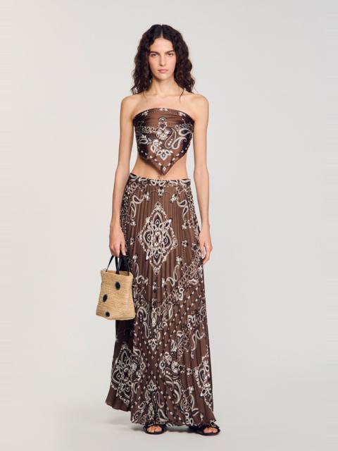 Sandro PLEATED MAXI SKIRT WITH BANDANA MOTIF