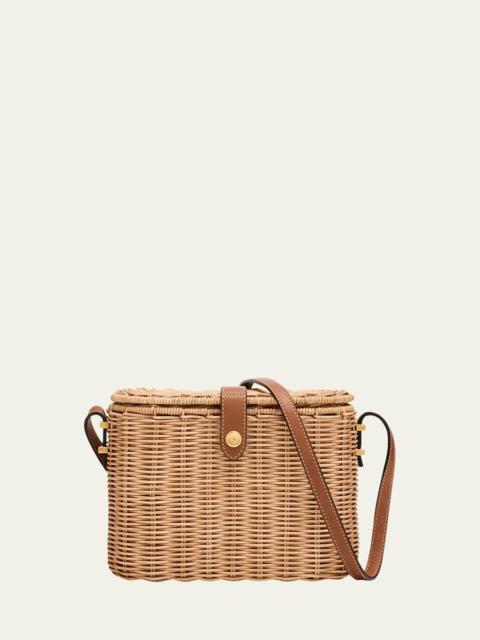 SAINT LAURENT Vanity Crossbody Bag in Wicker and Leather