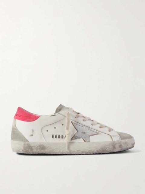 Super-Star distressed suede-trimmed leather sneakers