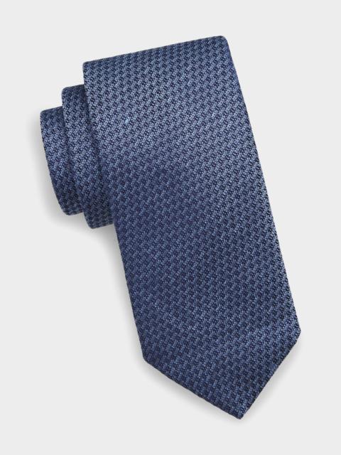 Canali Geometric Woven Silk Tie