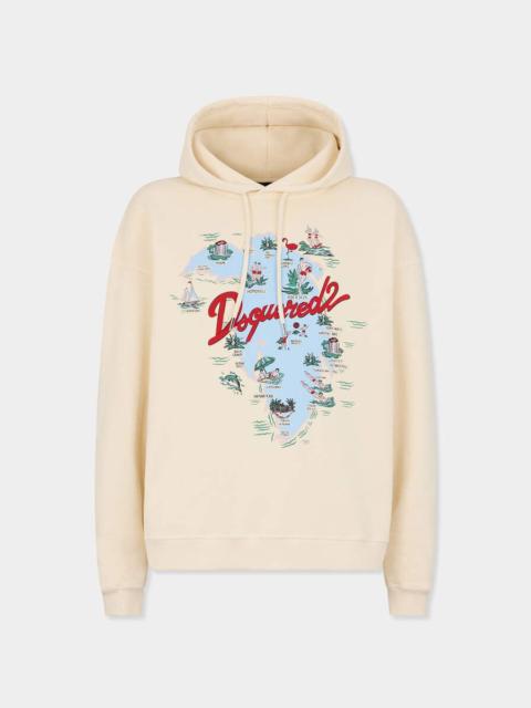 DSQUARED2 ALOHA SOUVENIR RELAX FIT HOODIE