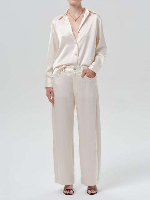 Citizens of Humanity Brynn Japanese Hammered Satin Trouser In Cream