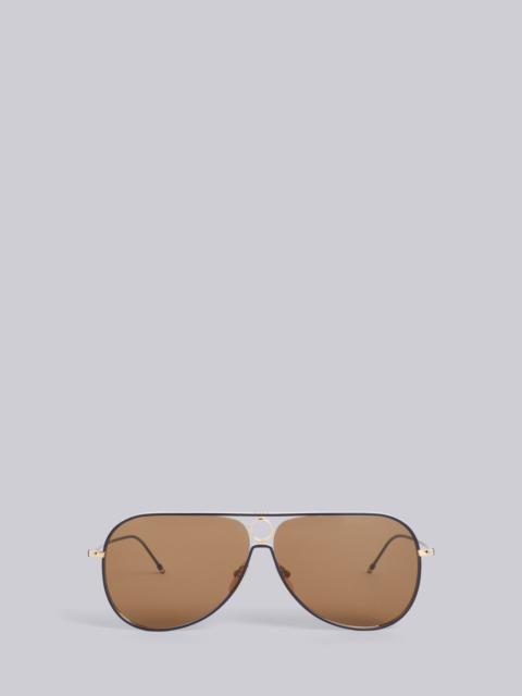 Thom Browne TB115 - White Gold Aviator Sunglasses