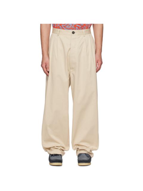 Marcelo Burlon County Of Milan Beige Cross Trousers