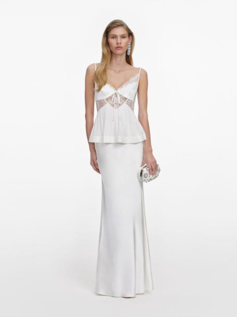 White Georgette Satin Maxi Dress
