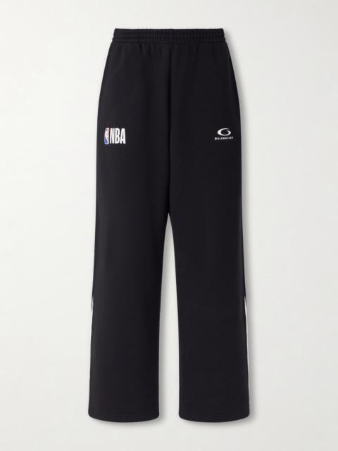 BALENCIAGA NBA Wide-Leg Logo-Embroidered Cotton-Jersey Sweatpants