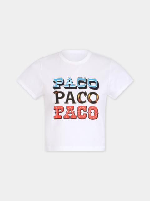 rabanne PACO PRINTED T-SHIRT IN WHITE COTTON