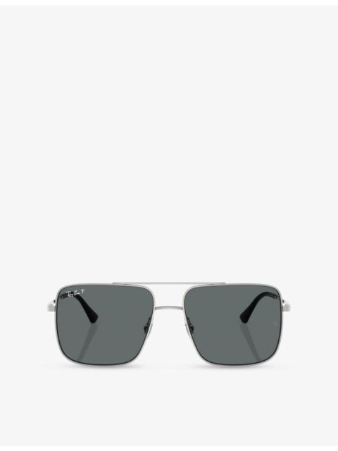 Ray-Ban RB3758 Square-Frame Metal Sunglasses