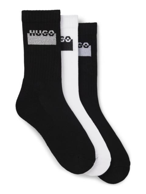 HUGO THREE-PACK OF SHORT-LENGTH SOCKS WITH SPLIT LOGOS