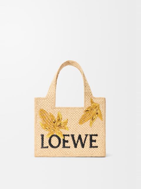 Loewe Small LOEWE Font tote in raffia