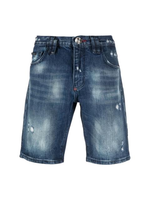 PHILIPP PLEIN distressed-effect denim shorts