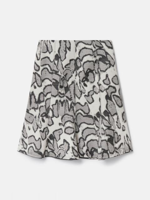 Abstract Moth Jacquard Belted Skirt