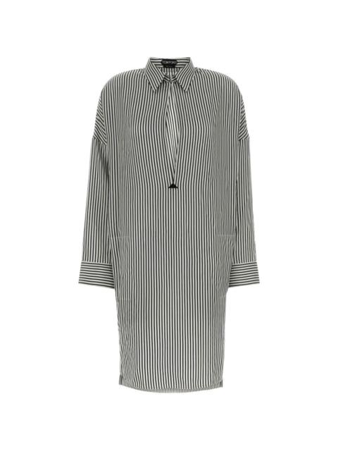 embroidered striped shirt dress