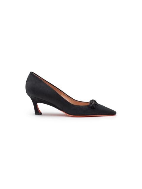 Santoni Women's black suede mid-heel pump