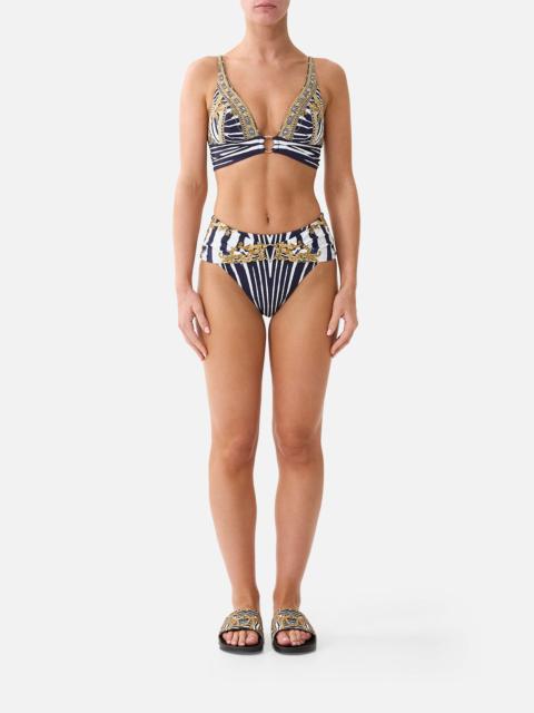 CAMILLA HIGH WAIST BIKINI BOTTOM W PLEAT WAIST TRIM ZIG ZAG ZOO