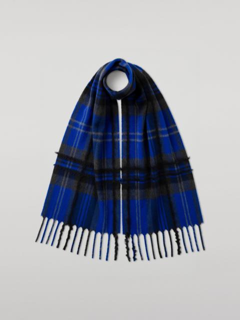 Johnstons of Elgin Mach Blue Tartan Cashmere Scarf