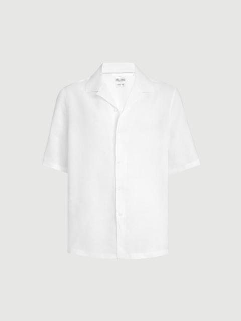 Brunello Cucinelli Linen easy fit short sleeve shirt with camp collar