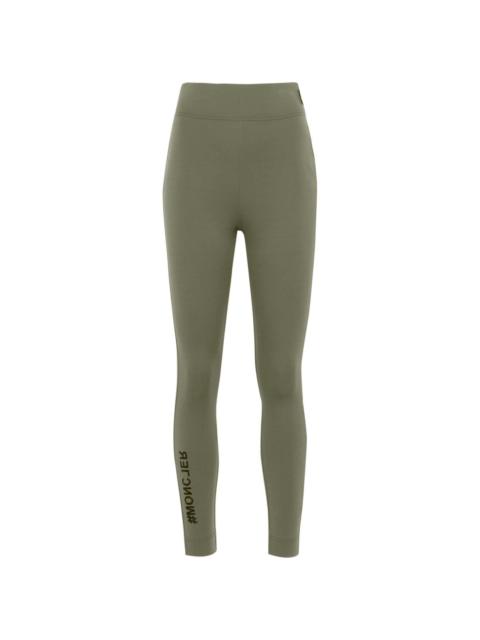 high-waist rubberised-logo leggings