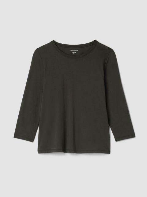 EILEEN FISHER Organic Pima Cotton Jersey 3/4-Sleeve Tee