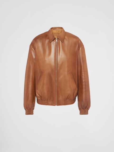 Oversized nappa leather bomber jacket