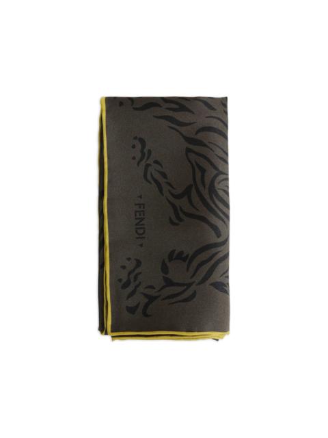 FENDI tiger-print silk scarf