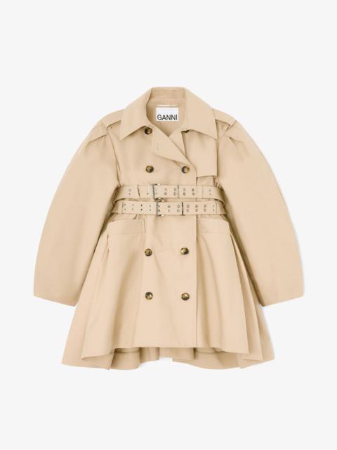 GANNI TRENCH COAT IN DOUBLE COTTON