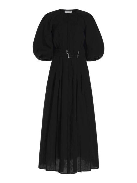 GABRIELA HEARST Elea Pleated Dress in Aloe Linen