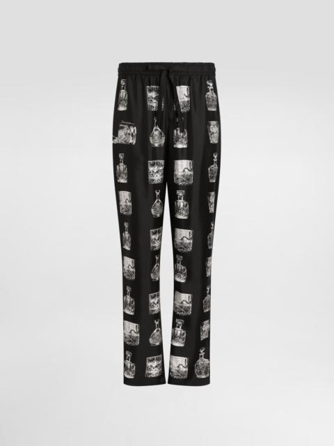 Dolce & Gabbana Silk pajama pants with whisky print