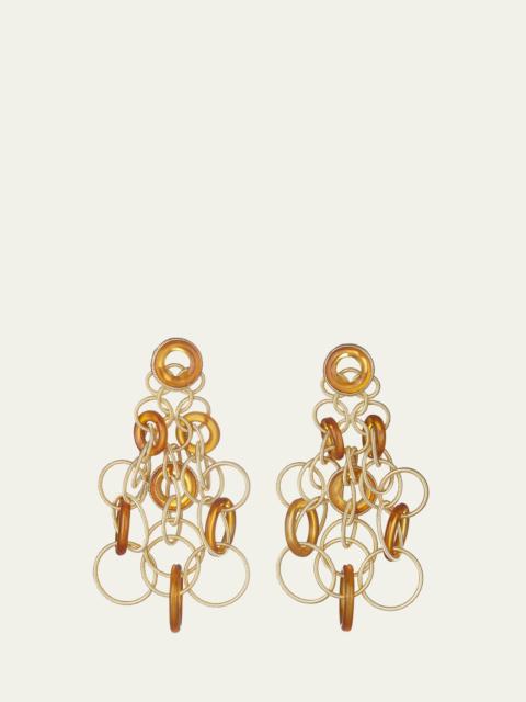 Buccellati Hawaii Color 18K Yellow Gold Carnelian Pendant Earrings, 5cm