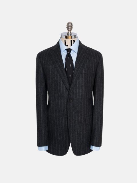 J. PRESS MADE-IN-USA CHARCOAL CHALKSTRIPE FOX FLANNEL IVY MODEL SUIT
