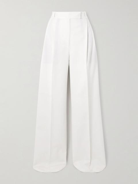 RÓHE Pleated wool-blend twill wide-leg pants Ivory