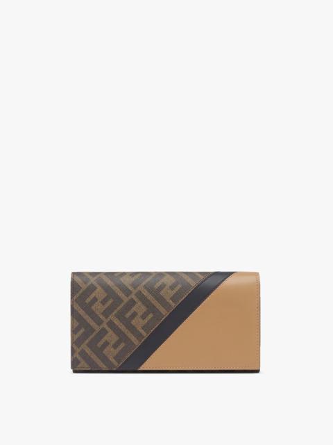FENDI Continental wallet with flap. Flat pocket on back. Interior features cardholder slots, a spacious gu
