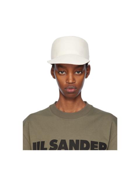 Jil Sander White Paper Herringbone Twill Cap