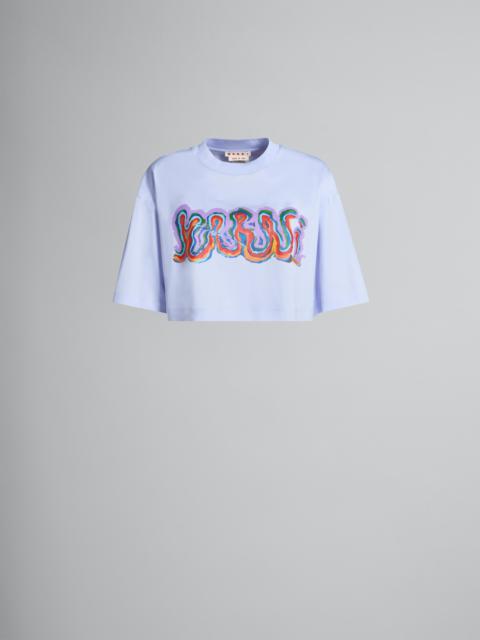 Marni PURPLE JERSEY T-SHIRT WITH RAINBOW PRINT