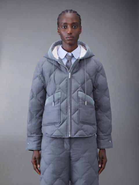 Thom Browne SUPER 120'S TWILL DOWN HOODED PATCH POCKET JACKET