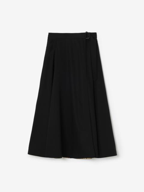 Burberry Wool Twill Midi Skirt