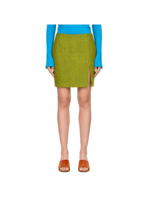 Balmain Green Bouclette Tweed Midi Skirt