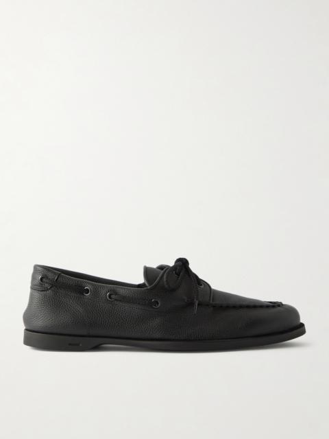 John Lobb Foil Full-Grain Leather Boat Shoes